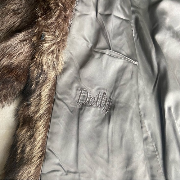Vintage Real fur jacket coat brown & beige w/ liner petite medium large women’s - Picture 14 of 17
